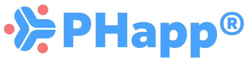 PHapp® Horizontal lockup on dark